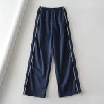 Y2K Style Baggy Navy Track Pants for Women