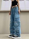 Baggy Cargo Pants - Y2K Streetwear Jeans (Blue)