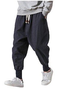 LifeHe Men's Blue Baggy Harem Pants