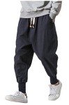 LifeHe Men's Blue Baggy Harem Pants