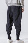 LifeHe Men's Blue Baggy Harem Pants
