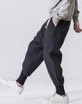 LifeHe Men's Blue Baggy Harem Pants