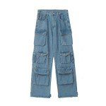 Baggy Cargo Pants - Y2K Streetwear Jeans (Blue)