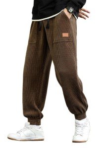JMIERR Men's Baggy Corduroy Cargo Joggers - Brown