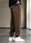 JMIERR Men's Baggy Corduroy Cargo Joggers - Brown