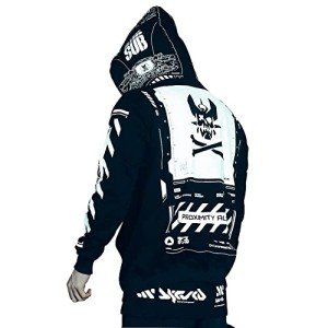 Cyberpunk Graphic Zip Up Hoodie for Men