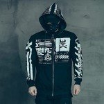 Cyberpunk Graphic Zip Up Hoodie for Men