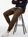 JMIERR Men's Baggy Corduroy Cargo Joggers - Brown