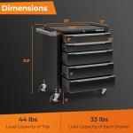 5-Drawer Rolling Tool Chest with Lockable Wheels