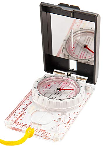Adjustable Declination Mirror Compass - Hiking Survival Orientation
