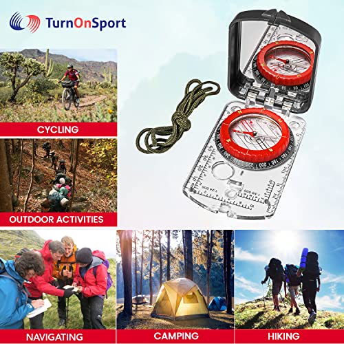 Adjustable Declination Hiking Compass with Mirror | Compact