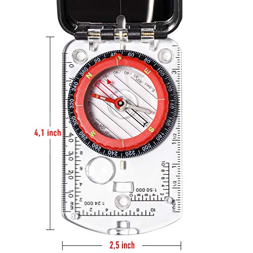 Adjustable Declination Hiking Compass with Mirror | Compact
