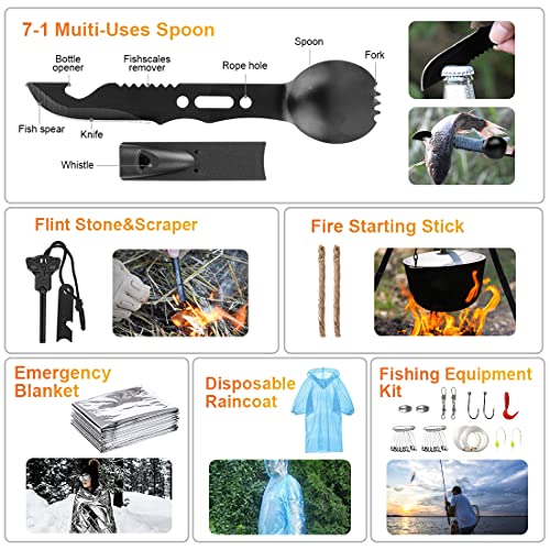 Hiking Survival Gear Kit with Trauma Bag, Men's