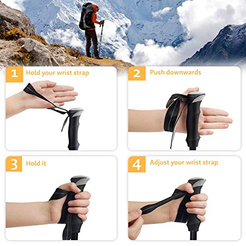 Covacure Collapsible Hiking Poles - Aluminum Alloy, Ultralight
