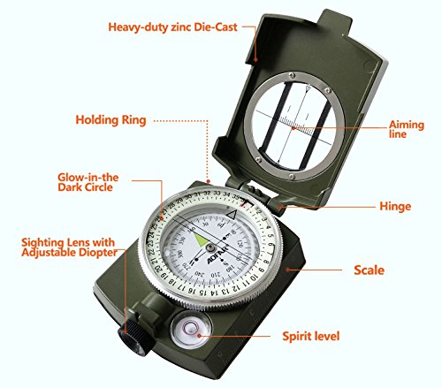 AOFAR Military Compass - Waterproof Lensatic Navigation