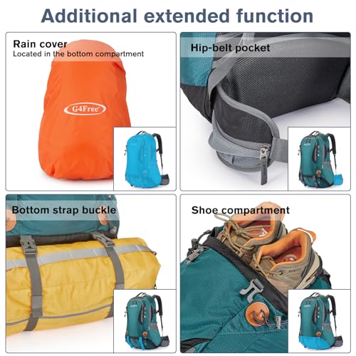 G4Free 50L Waterproof Hiking Backpack for Men Women