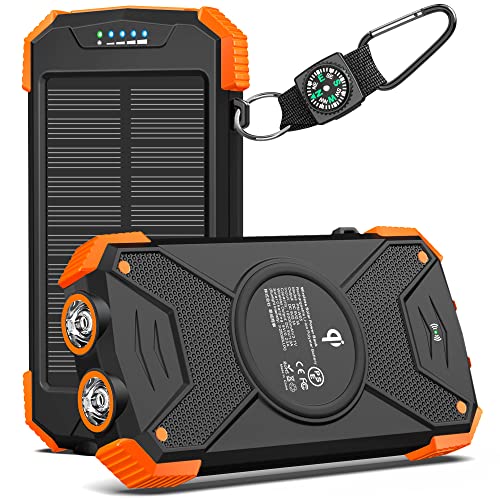 BLAVOR 10,000mAh Solar Charger Power Bank + Wireless Qi
