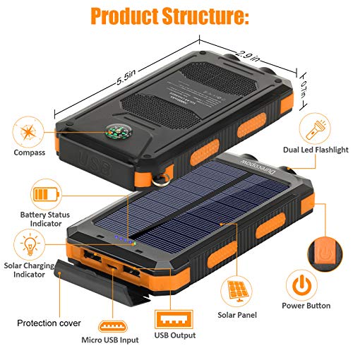 20000mAh Portable Solar Power Bank for Hiking