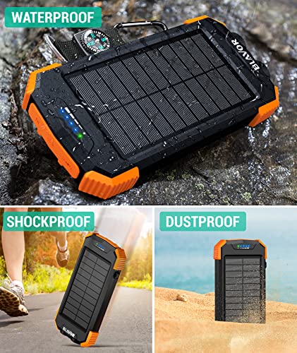 BLAVOR 10,000mAh Solar Charger Power Bank + Wireless Qi