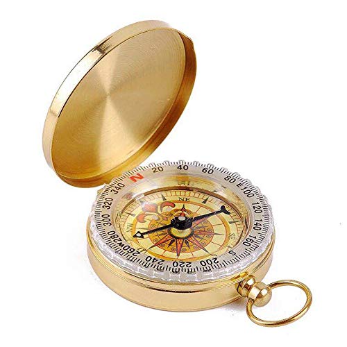 SHENQIDZ 6 Pack Camping Survival Compass Metal Pocket Compass Kids Compass for Hiking Camping Hunting Climbing, Military Navigation Tool (gold-6pack)