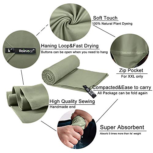 Green Microfiber Hiking Towel, 24x48