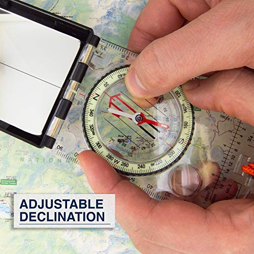 ProSight Adjustable Declination Compass - Lightweight Orienteering Survival