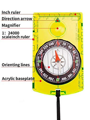 4-Piece Waterproof Map Reading Compass for Hiking