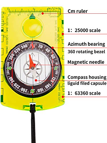 4-Piece Waterproof Map Reading Compass for Hiking
