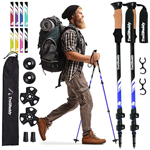 TrailBuddy Adjustable Trekking Poles - Lightweight & Strong