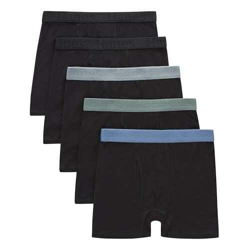 Hanes Ultimate Big Hanes Originals Ultimate Supersoft Boys' Boxer Brief Underwear, Assorted, Black 5-Pack
