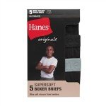 Hanes Ultimate Big Hanes Originals Ultimate Supersoft Boys' Boxer Brief Underwear, Assorted, Black 5-Pack