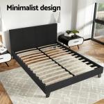 Queen Bed Frame with Charcoal Upholstered Headboard