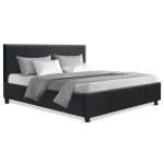 Queen Bed Frame with Charcoal Upholstered Headboard