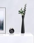 Black Tall Ceramic Vase - 16.5 Inch Minimalist Decor