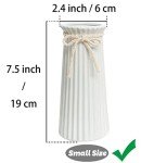 Small White Ceramic Ribbed Vase for Decor
