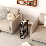 HOMEFORT Slim End Table with Magazine Holder - Black