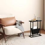 HOMEFORT Slim End Table with Magazine Holder - Black