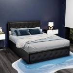 Queen Bed Frame with Tufted Headboard and Storage