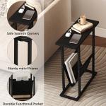 HOMEFORT Slim End Table with Magazine Holder - Black