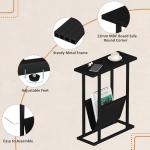 HOMEFORT Slim End Table with Magazine Holder - Black