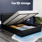 Queen Bed Frame with Tufted Headboard and Storage