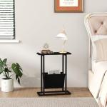 HOMEFORT Slim End Table with Magazine Holder - Black