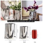 Silver Crinkle Paper Shaped Ceramic Flower Vase