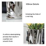 Silver Crinkle Paper Shaped Ceramic Flower Vase