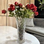 Large Crystal Clear Glass Flower Vase, 12”