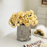 Silver Crinkle Paper Shaped Ceramic Flower Vase