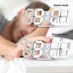 Deeyaple 3D LED Digital Alarm Clock - White