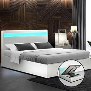 Modern Double Bed Frame with RGB LED Headboard