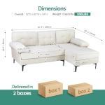 Beige Velvet 3-Seater Convertible Sofa Couch