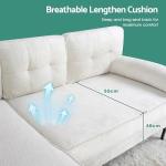 Beige Velvet 3-Seater Convertible Sofa Couch